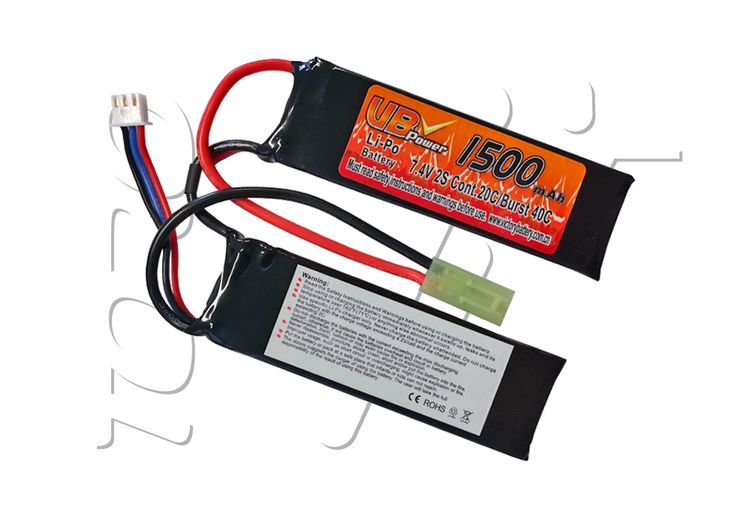 Batterie LIPO 7.4V 1500 mAh 20C 90x30x6.5mm 2 STICKS VB POWER