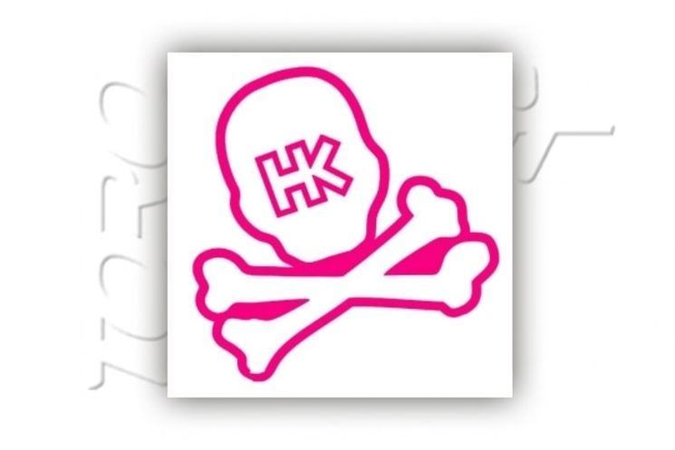Skull car sticker HK 15 POUCES PINK