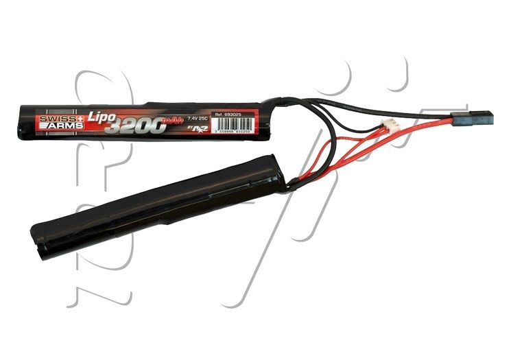 Batterie LIPO 7.4V 3200 mAh 25C 130x20x18mm 2 PACKS SWISS ARMS