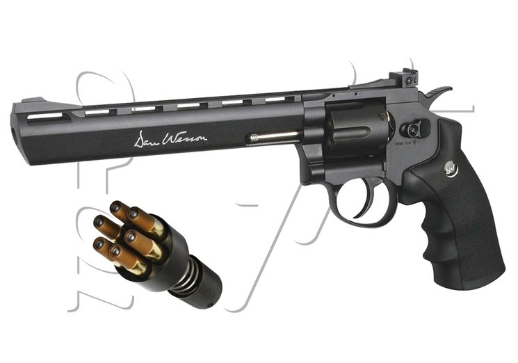 Revolver DAN WESSON 8" LOW POWER (1 joule) BLACK ASG CO2