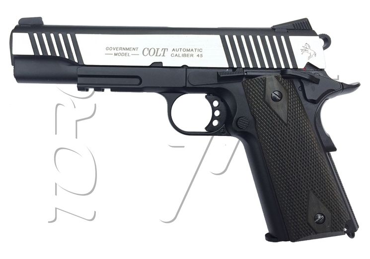 Pistolet COLT 1911 RAIL GUN BLOWBACK CO2 METAL BLACK - SILVER BLACK