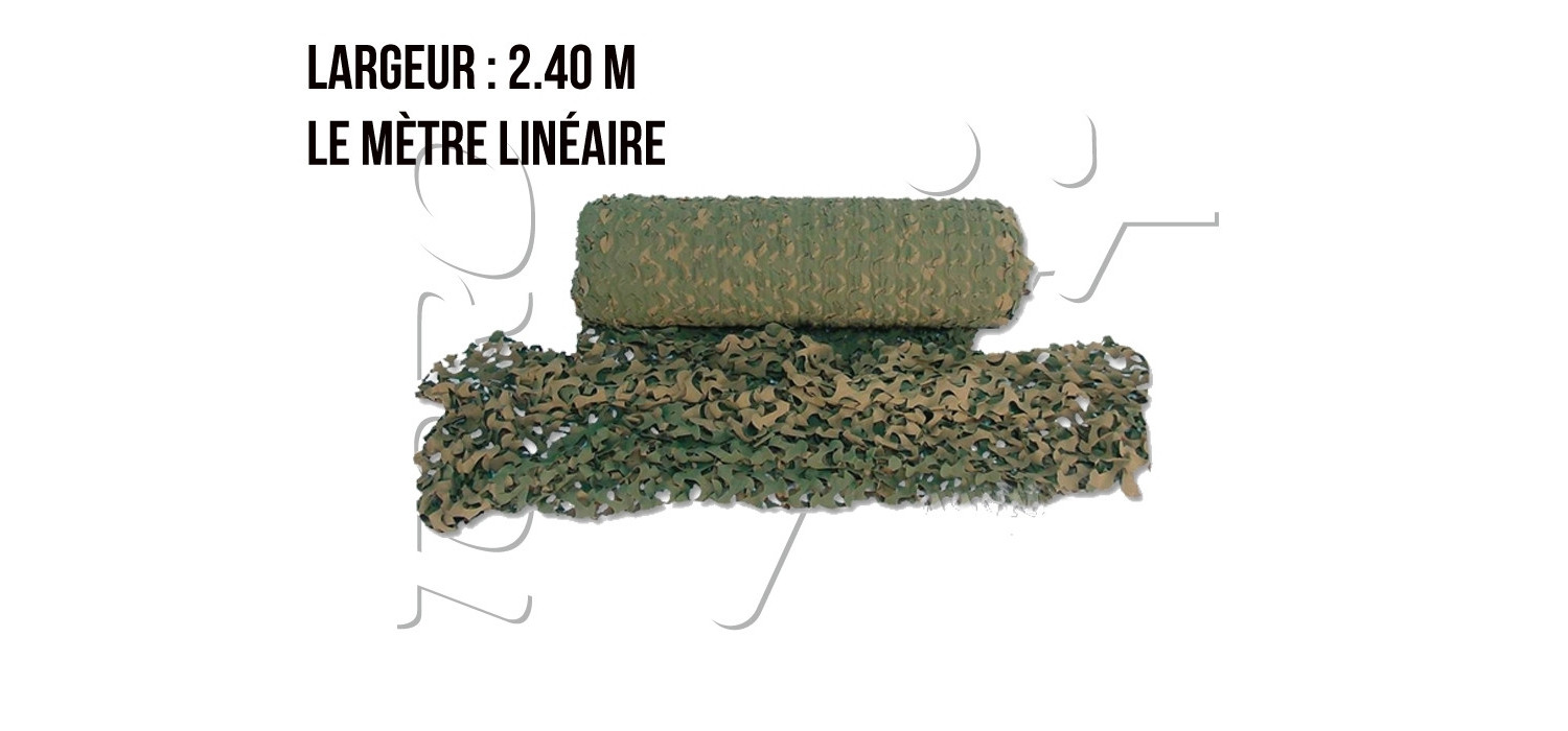 Filet de camouflage LARGEUR 2.40m (le mètre lineaire) Filet de camouflage LARGEUR 2.40m (le mètre lineaire)