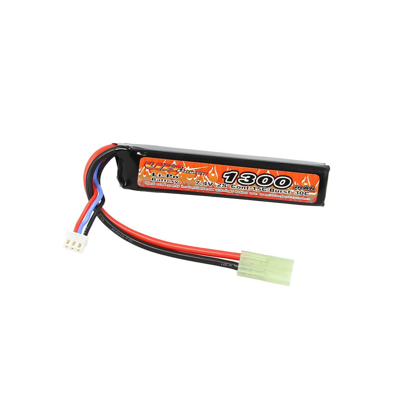 Batterie LIPO 7.4V 1300 mAh 15C 95x19x17mm 1 STICKS BURST 30C VB POWER