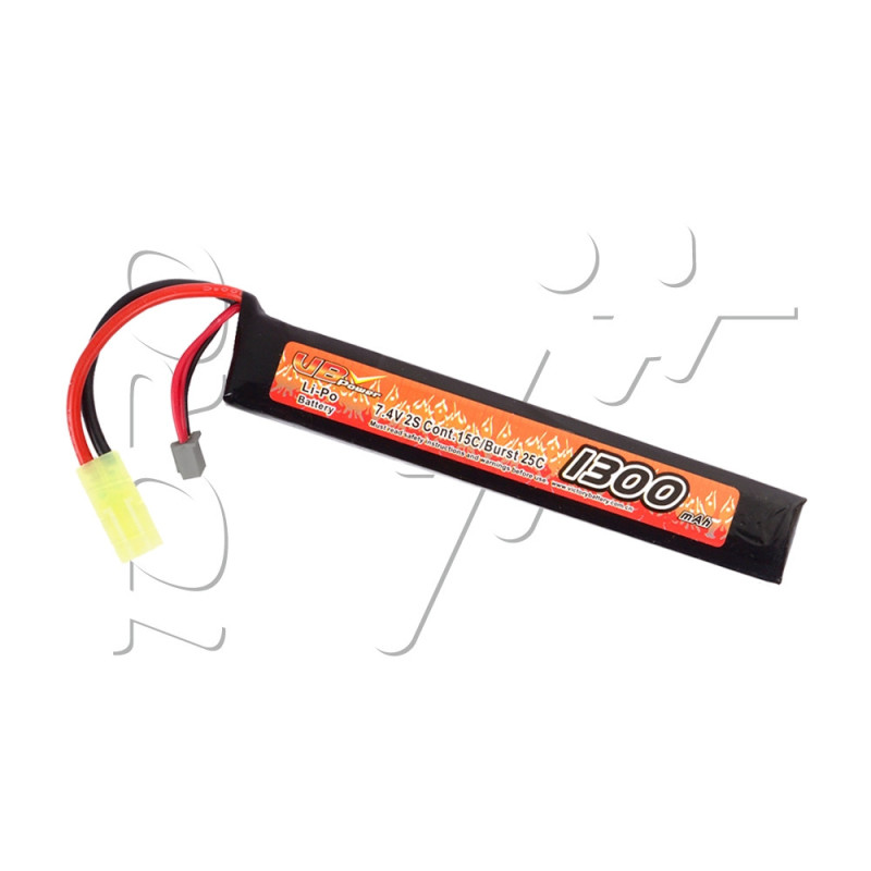 Batterie LIPO 7.4V 1300 mAh 15C 103x20x16mm 1 STICK BURST 25C AMOEBA VB POWER