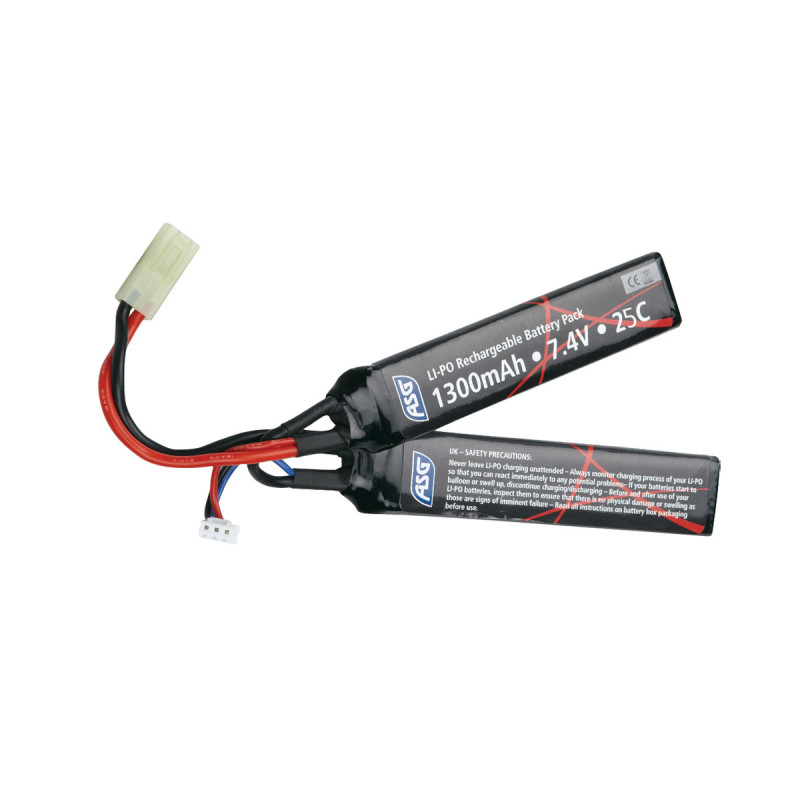 Batterie LIPO 7.4V 1300 mAh 25C 105x20x7mm 2 STICKS ASG