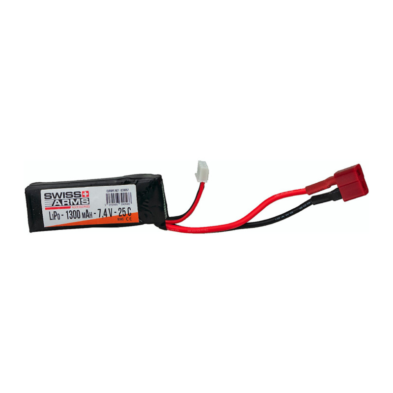 Batterie LIPO 7.4V 1300 mAh 25C 68x25x12mm 1 PACK T-DEANS SWISS ARMS V2