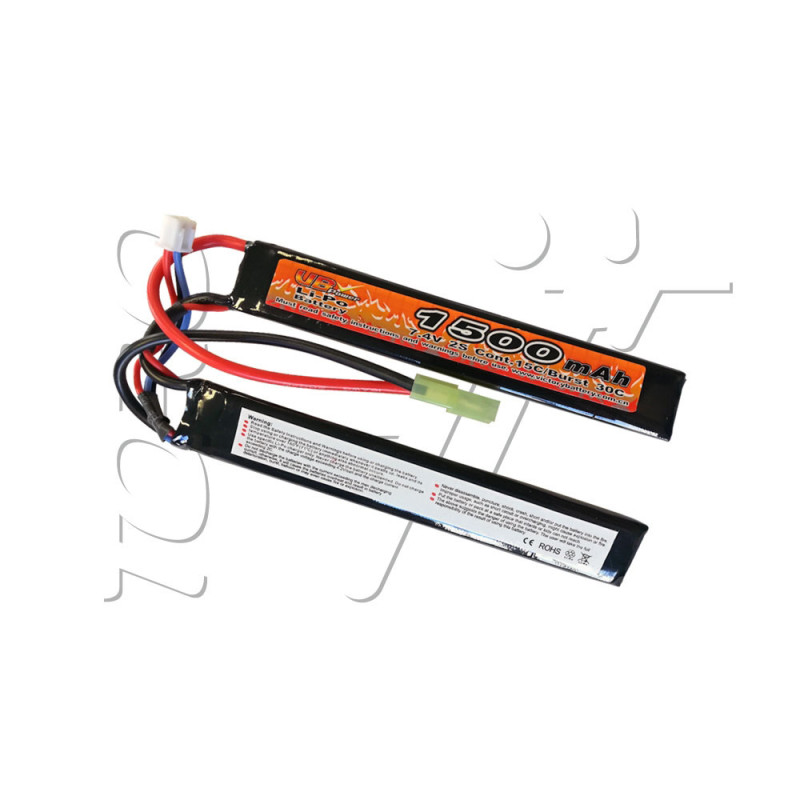 Batterie LIPO 7.4V 1500 mAh 15C 120x20x5mm 2 STICKS VB POWER