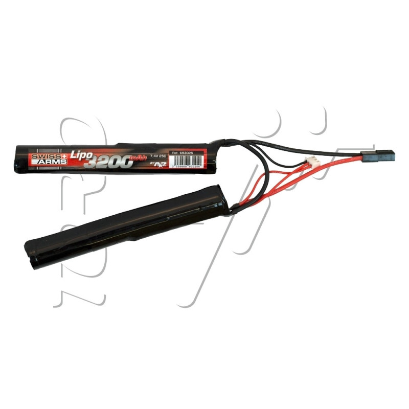 Batterie LIPO 7.4V 3200 mAh 25C 130x20x18mm 2 PACKS SWISS ARMS