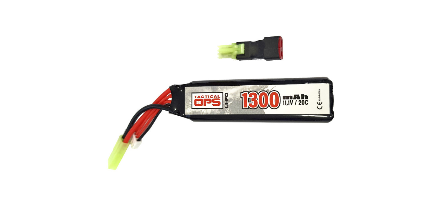 Batterie LIPO 11.1V 1300 mAh 20C 95x24x18mm 1 STICK + ADAPTATEUR T-DEANS TACTICAL OPS Batterie LIPO 11.1V 1300 mAh 20C 95x24x18mm 1 STICK + ADAPTATEUR T-DEANS TACTICAL OPS