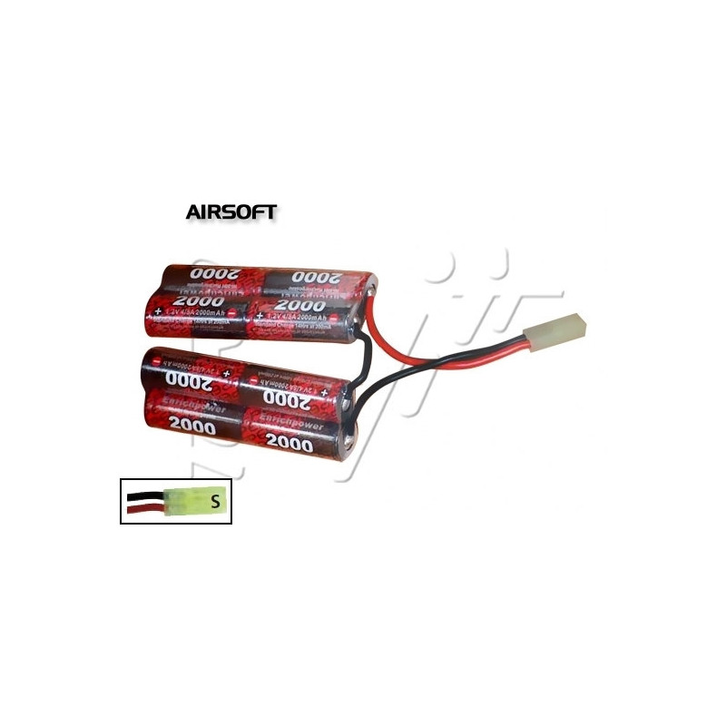 Batterie NIMH 9.6V 2000 mAh 85x34x18mm 2 PACKS DOUBLES ASG