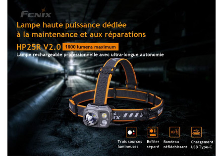 Lampe frontale FENIX HP25R 1600 LUMENS