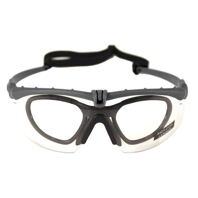 Lunettes de protection BATTLE PROS ANTI BUEE AVEC INSERT NUPROL BLACK CLEAR