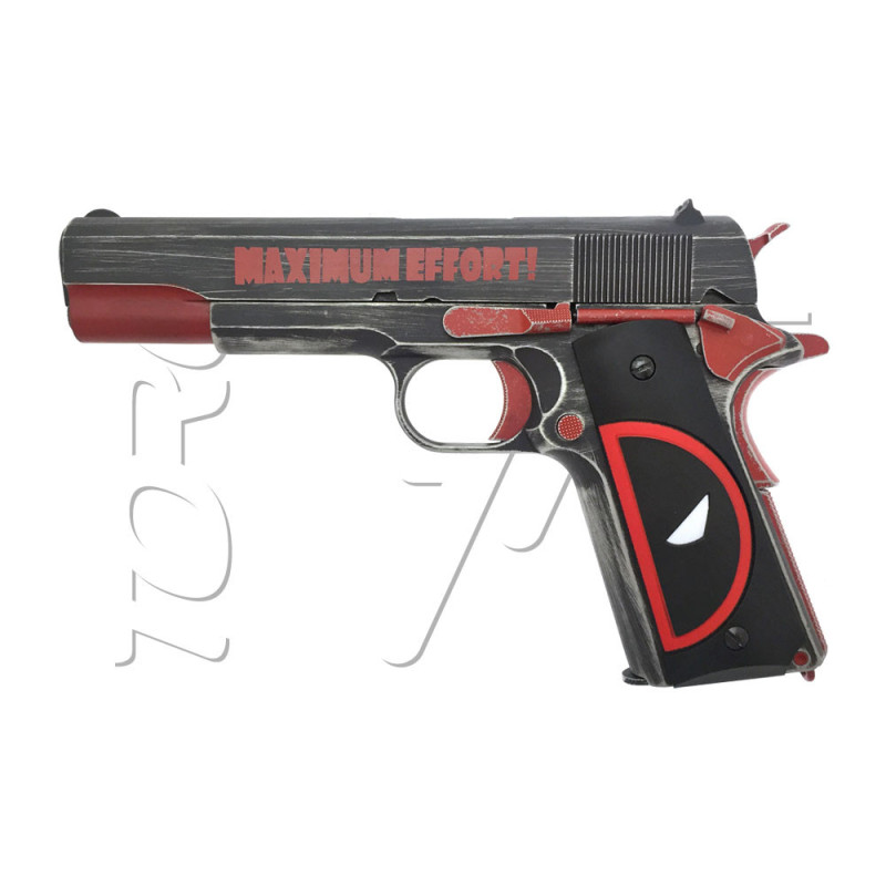 Pistolet 1911 DEADPOOL GAZ AW CUSTOM GREY RED