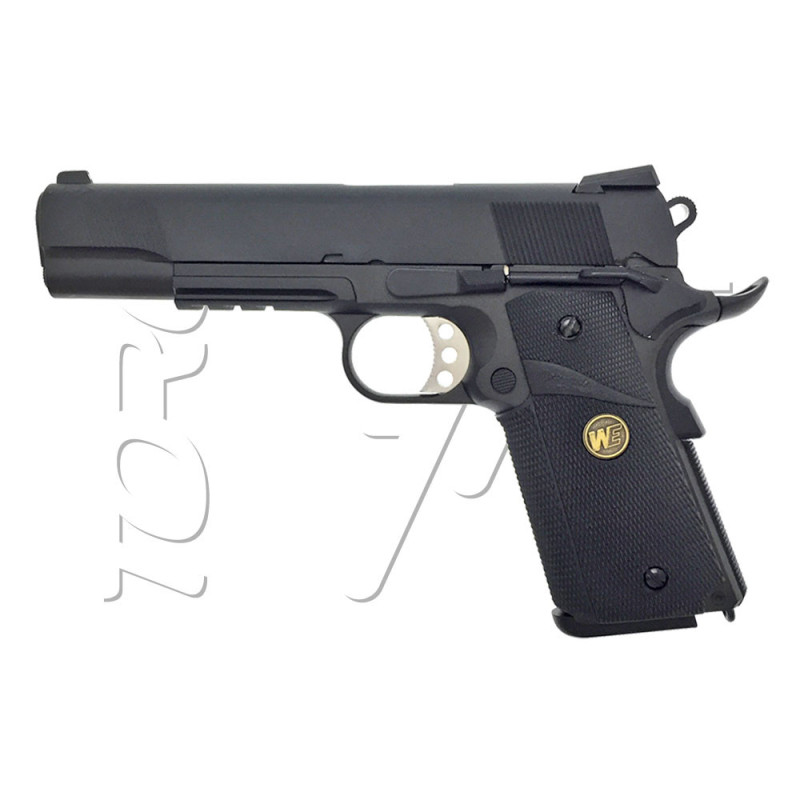 Pistolet COLT 1911 RAILED MEU GRIP BLOWBACK GAZ WE BLACK