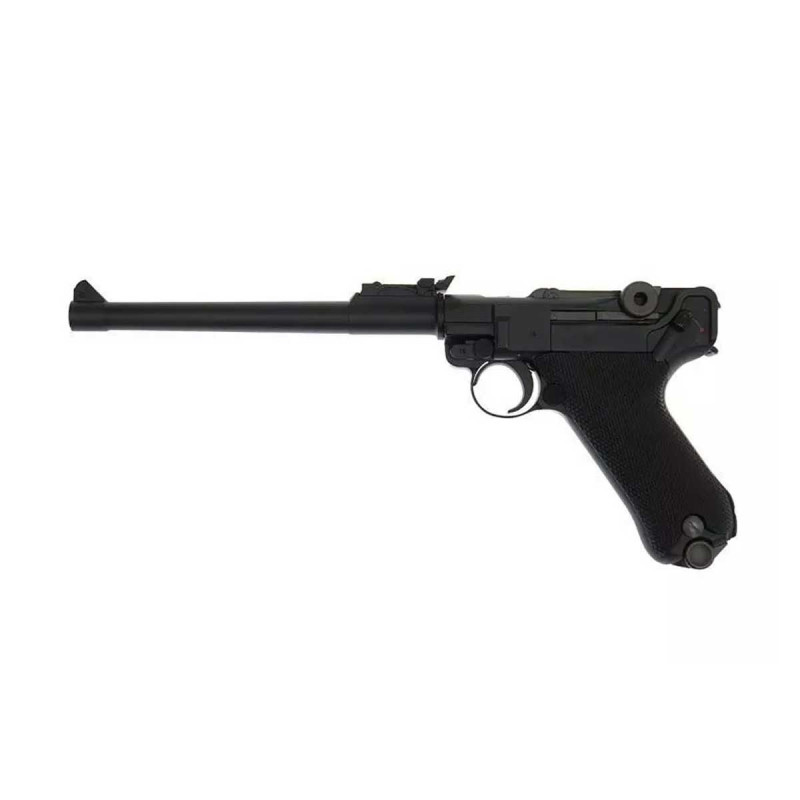 Pistolet LUGER P08 L 8" FULL METAL GBB GAZ BLACK WE