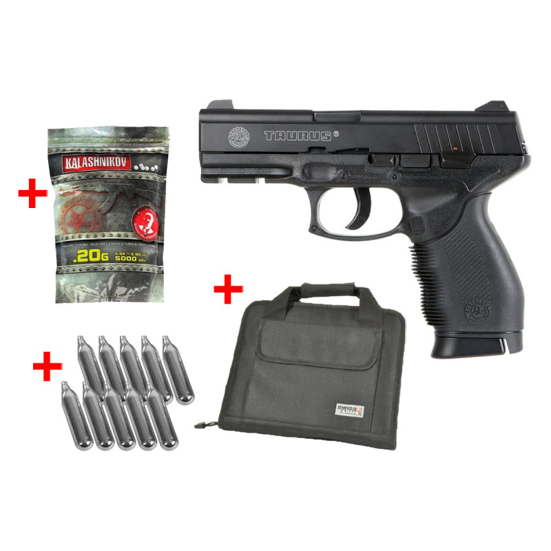 Pack pistolet TAURUS PT24/7 CULASSE FIXE METAL 15 BBs CO2 CYBERGUN