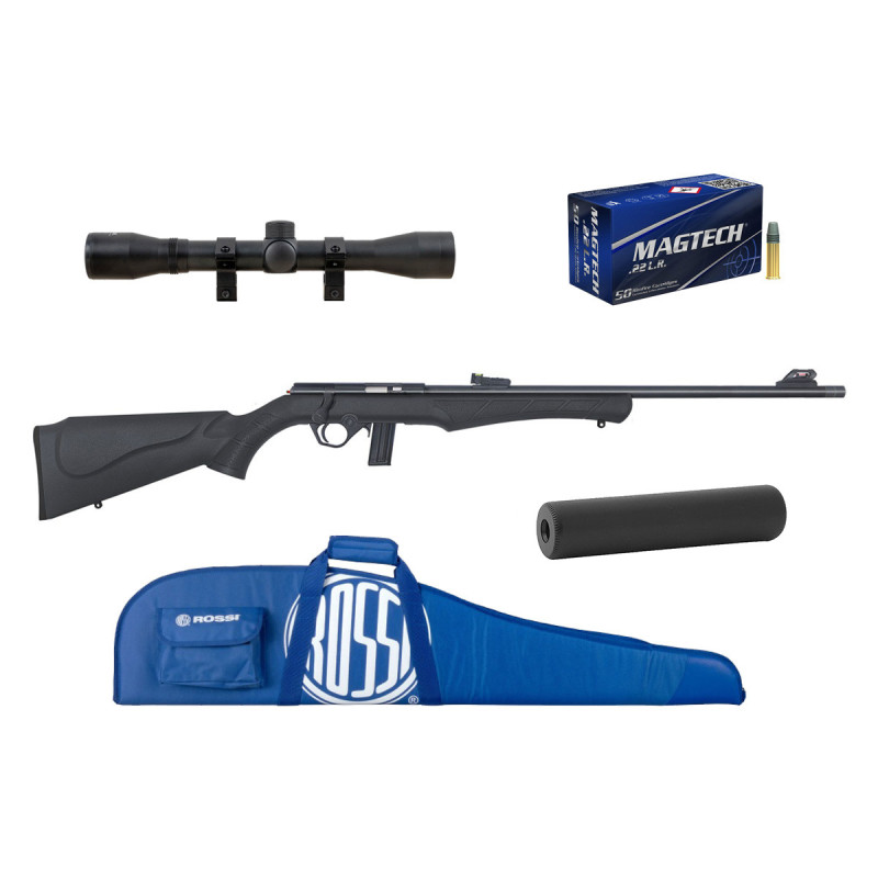 Pack Carabine 22LR 8122 ROSSI + HOUSSE + LUNETTE + SILENCIEUX STILL N°2 + 50 CARTOUCHES - Catégorie C