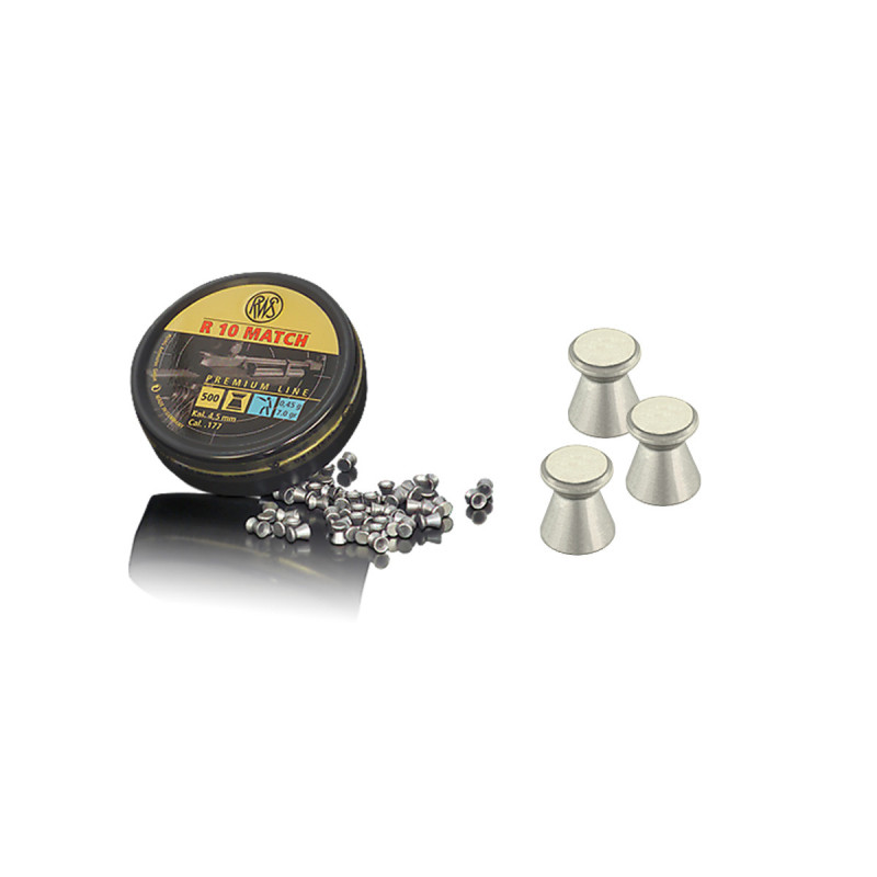 Plombs 4.5mm RWS PREMIUM R 10 MATCH PISTOLET 0.45g DIAMETRE 4.49mm PLATS X500