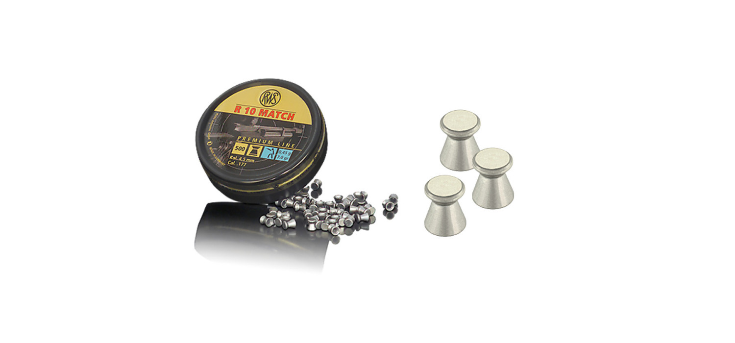 Plombs 4.5mm RWS PREMIUM R 10 MATCH PISTOLET 0.45g DIAMETRE 4.51mm PLATS X500 Plombs 4.5mm RWS PREMIUM R 10 MATCH PISTOLET 0.45g DIAMETRE 4.51mm PLATS X500