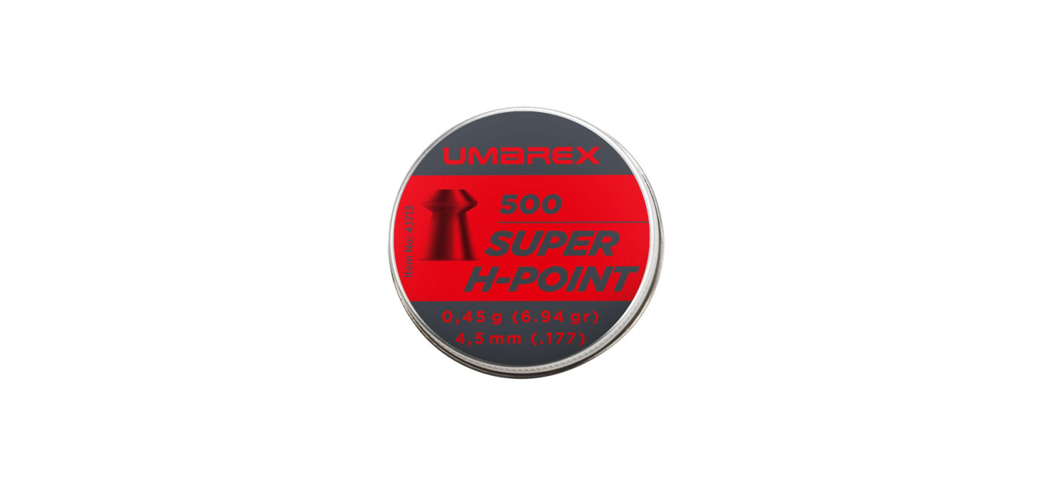 Plombs 4.5mm UMAREX SUPER H-POINT TETE CREUSE 0.45g X500 Plombs 4.5mm UMAREX SUPER H-POINT TETE CREUSE 0.45g X500