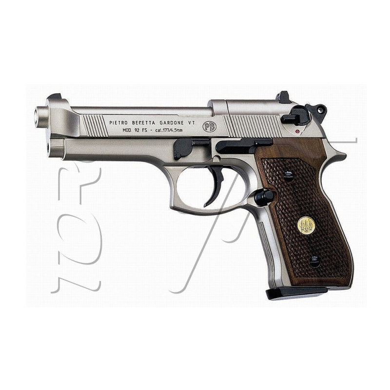 Pistolet 4.5mm (Plomb) BERETTA M92 FS NICKELE BOIS CO2 UMAREX