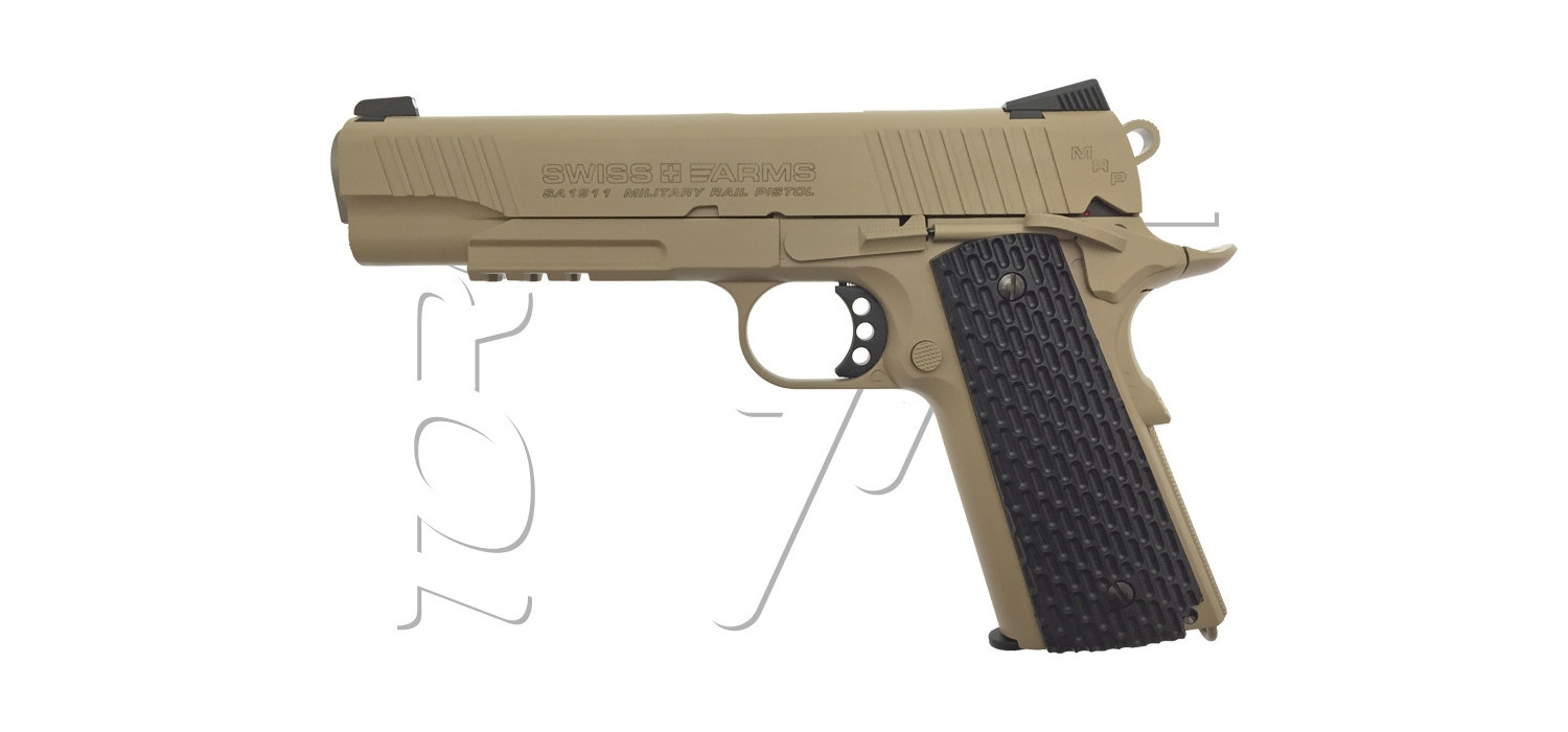 Pistolet 4.5mm (Billes) COLT 1911 MILITARY TAN CO2 SWISS ARMS