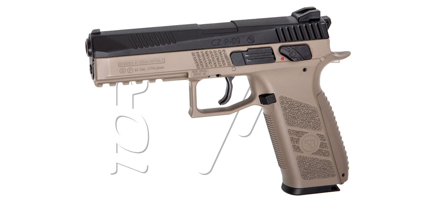 Pistolet 4.5mm (Billes et Plomb) CZ P09 DT BLOWBACK CO2 BLACK TAN ASG