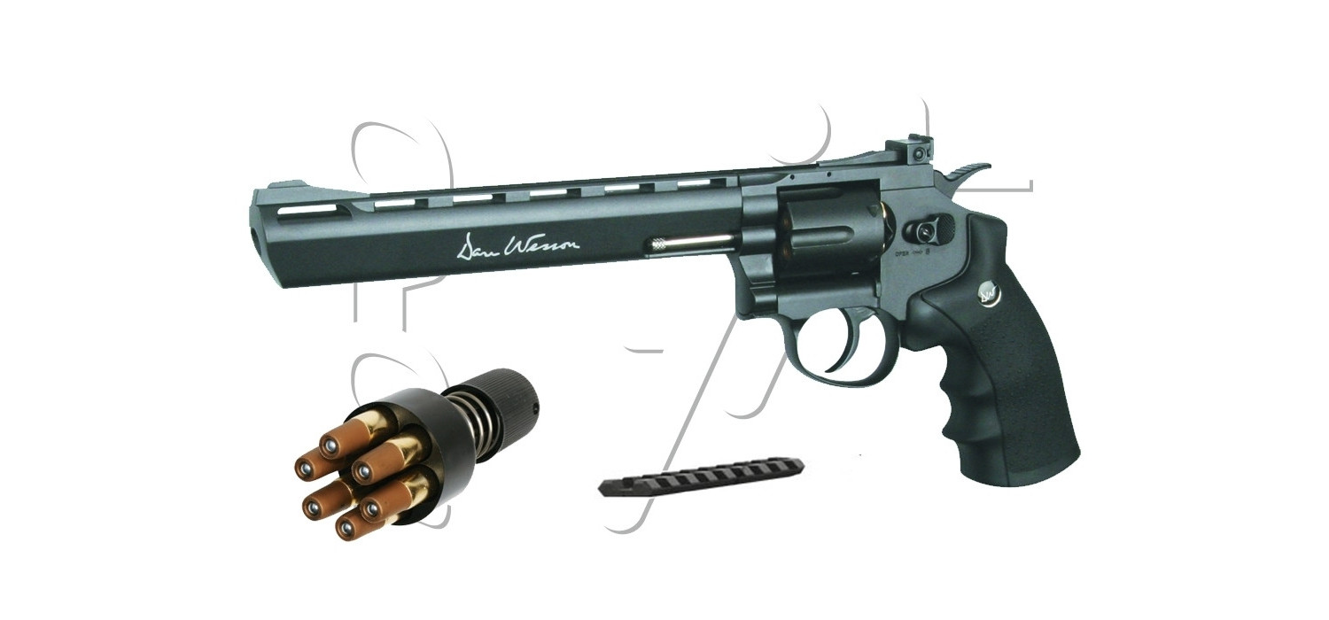 Revolver 4.5mm (Billes) DAN WESSON 8" GRIS CO2 ASG Revolver 4.5mm (Billes) DAN WESSON 8" GRIS CO2 ASG
