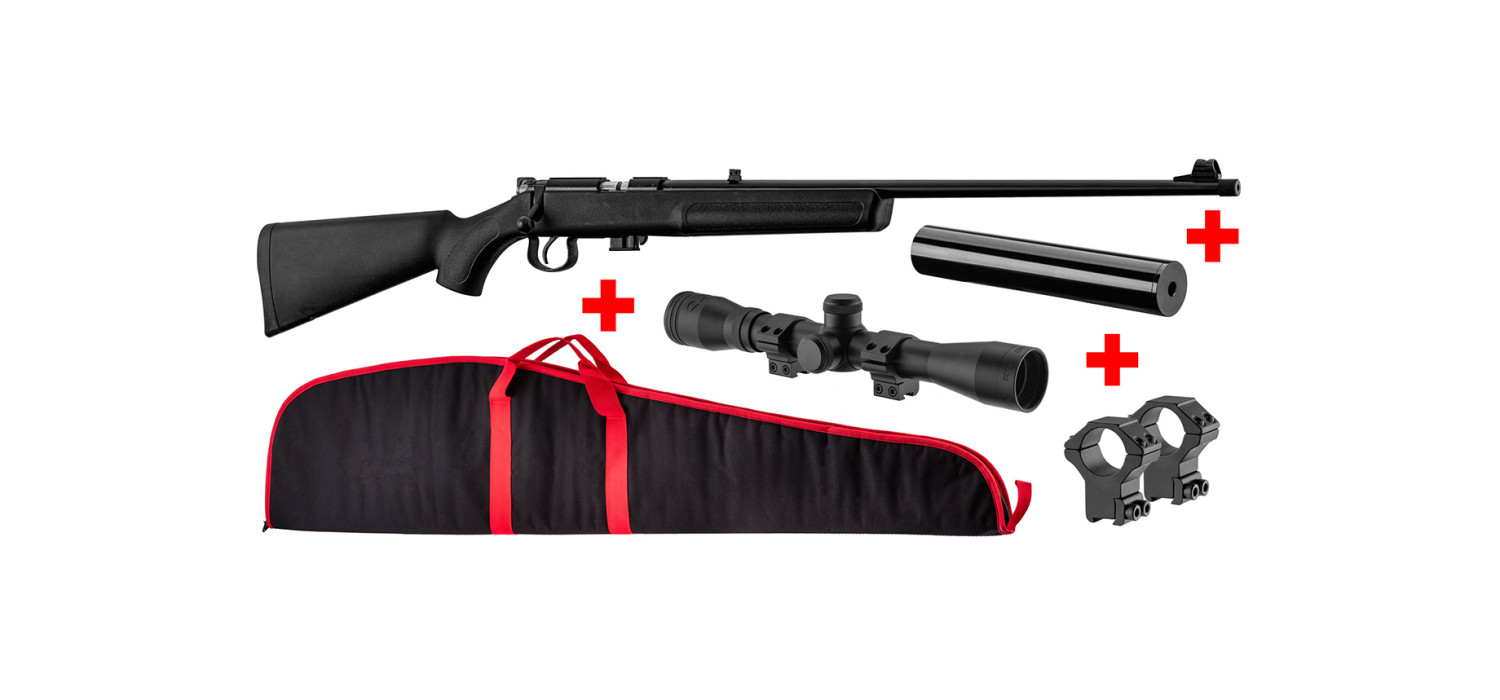 Pack Carabine 22LR NR15 NORINCO CROSSE SYNTHETIQUE BLACK + HOUSSE + LUNETTE + SILENCIEUX STILL N°3 - Catégorie C