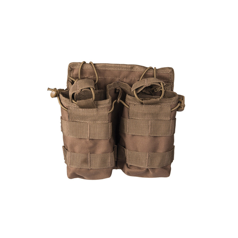Porte 2x2 CHARGEURS UNIVERSEL M4/M16/AK47 OPEN TOP SYSTEME MOLLE MILTEC TAN
