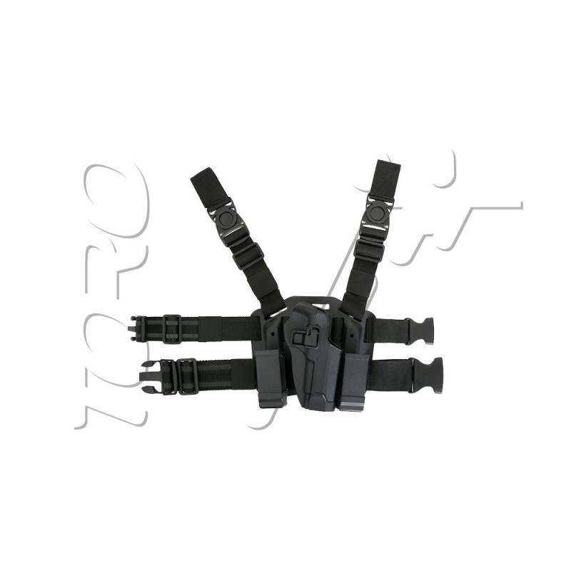 Holster de CUISSE RIGIDE CQC BERETTA M9 DROITIER DOUBLE CHARGEUR BLACK