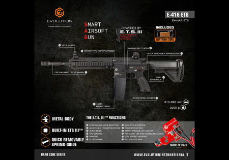 Fusil HK416 E-416 METAL ETS.III EVOLUTION AIRSOFT