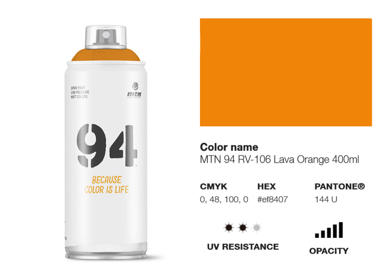 Peinture BOMBE MTN 94 400ml - RV-106 Orange Lave MONTANA COLOR