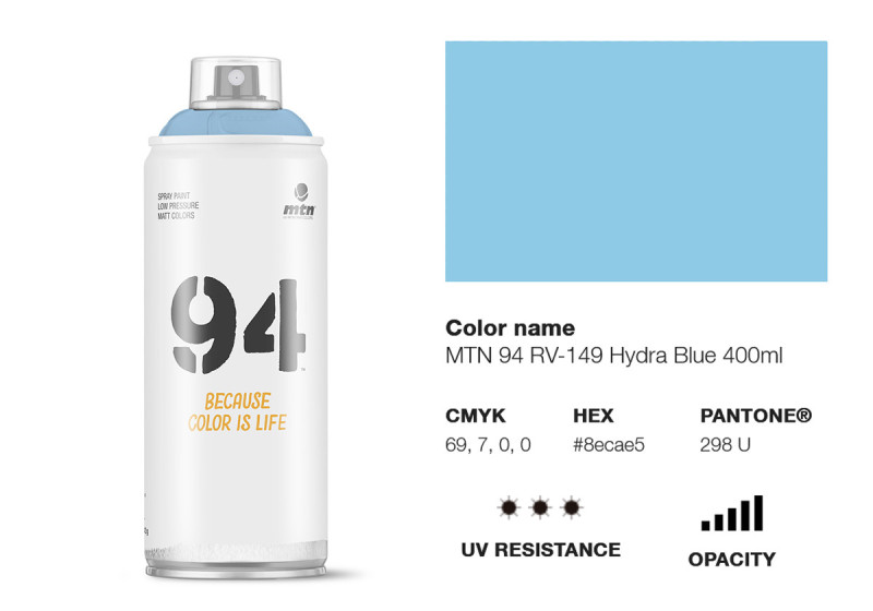 Peinture BOMBE MTN 94 400ml - RV-149 Bleu Hydre - MONTANA COLOR