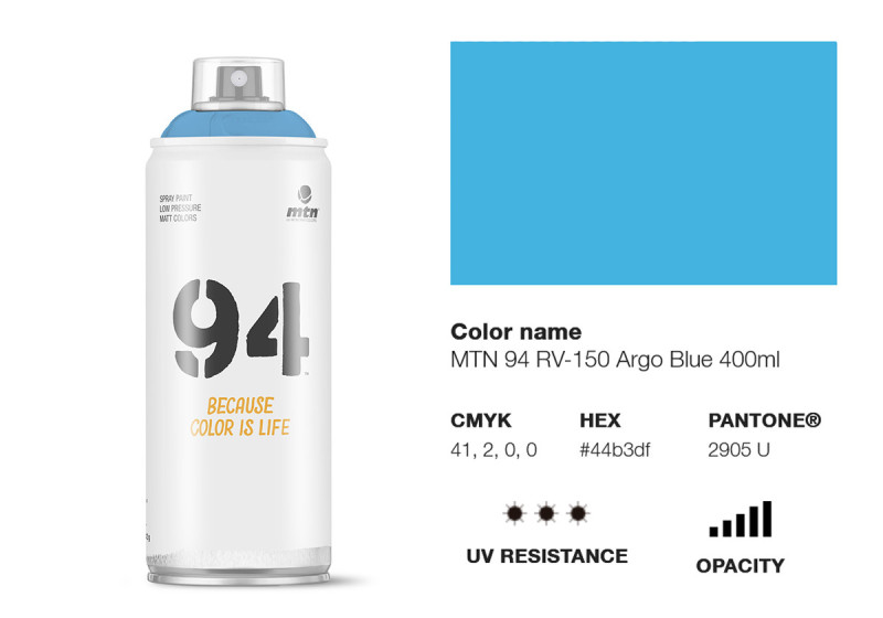 Peinture BOMBE MTN 94 400ml - RV-150 Bleu Argo - MONTANA COLOR
