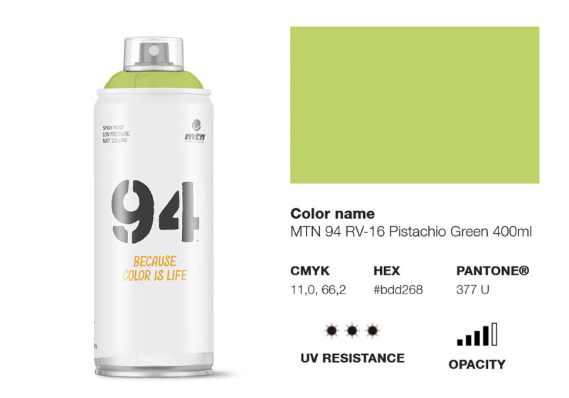 Peinture BOMBE MTN 94 400ml - RV-16 Vert Pistache - MONTANA COLOR