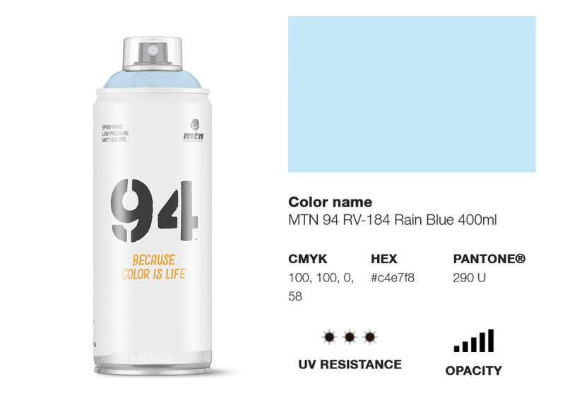 Peinture BOMBE MTN 94 400ml - RV-184 Bleu Pluie - MONTANA COLOR
