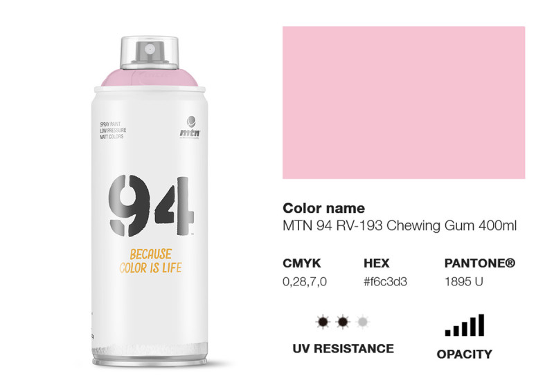 Peinture BOMBE MTN 94 400ml - RV-193 Chewing Gum - MONTANA COLOR
