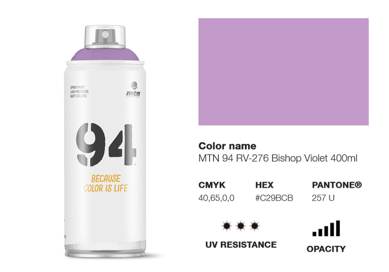 Peinture BOMBE MTN 94 400ml - RV-276 Violet Évêque MONTANA COLOR