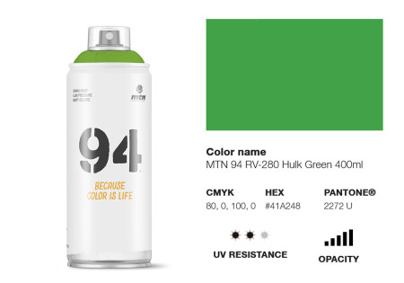Peinture BOMBE MTN 94 400ml - RV-280 Vert Hulk MONTANA COLOR