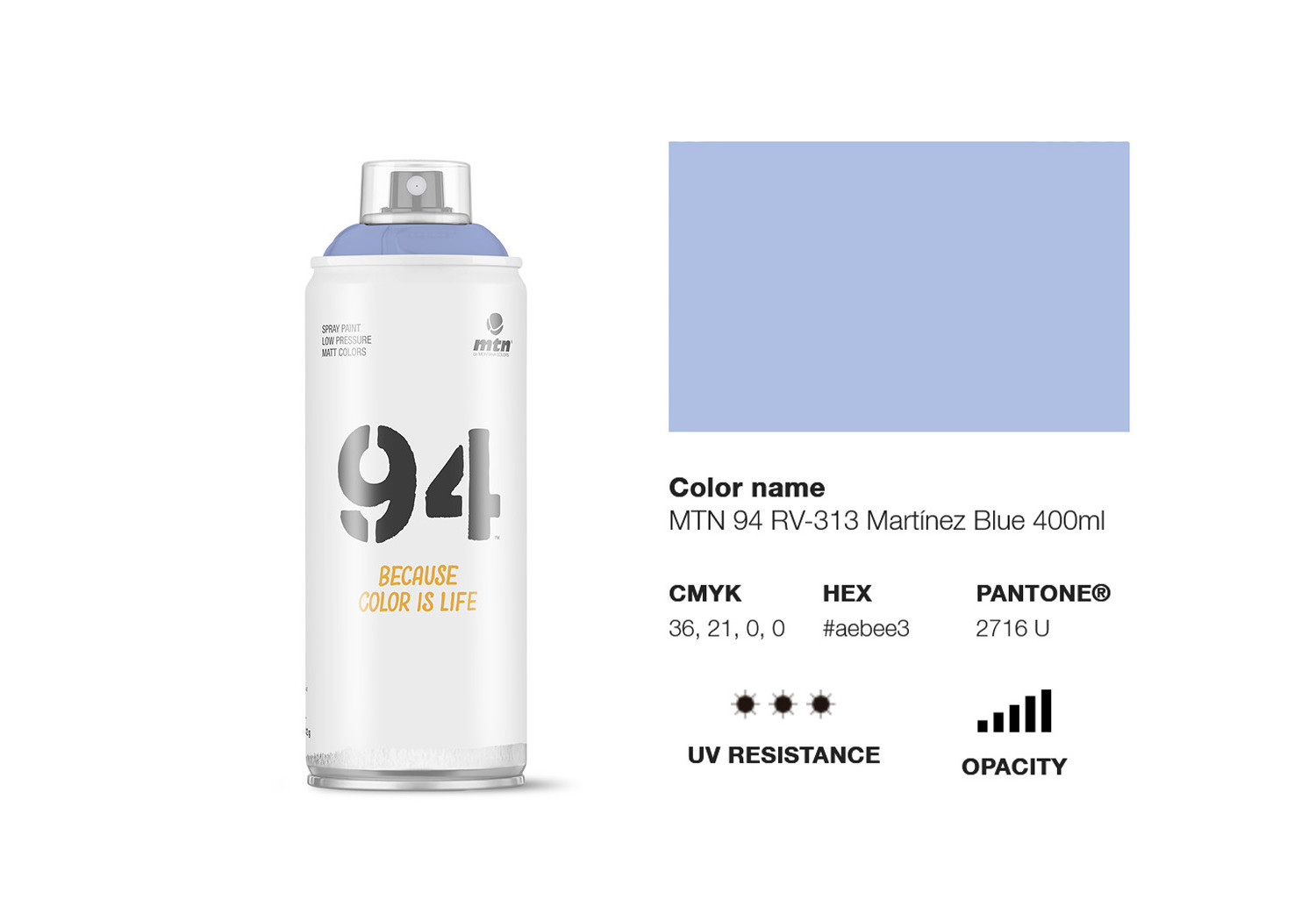 Peinture BOMBE MTN 94 400ml - RV-313 Bleu Martínez MONTANA COLOR