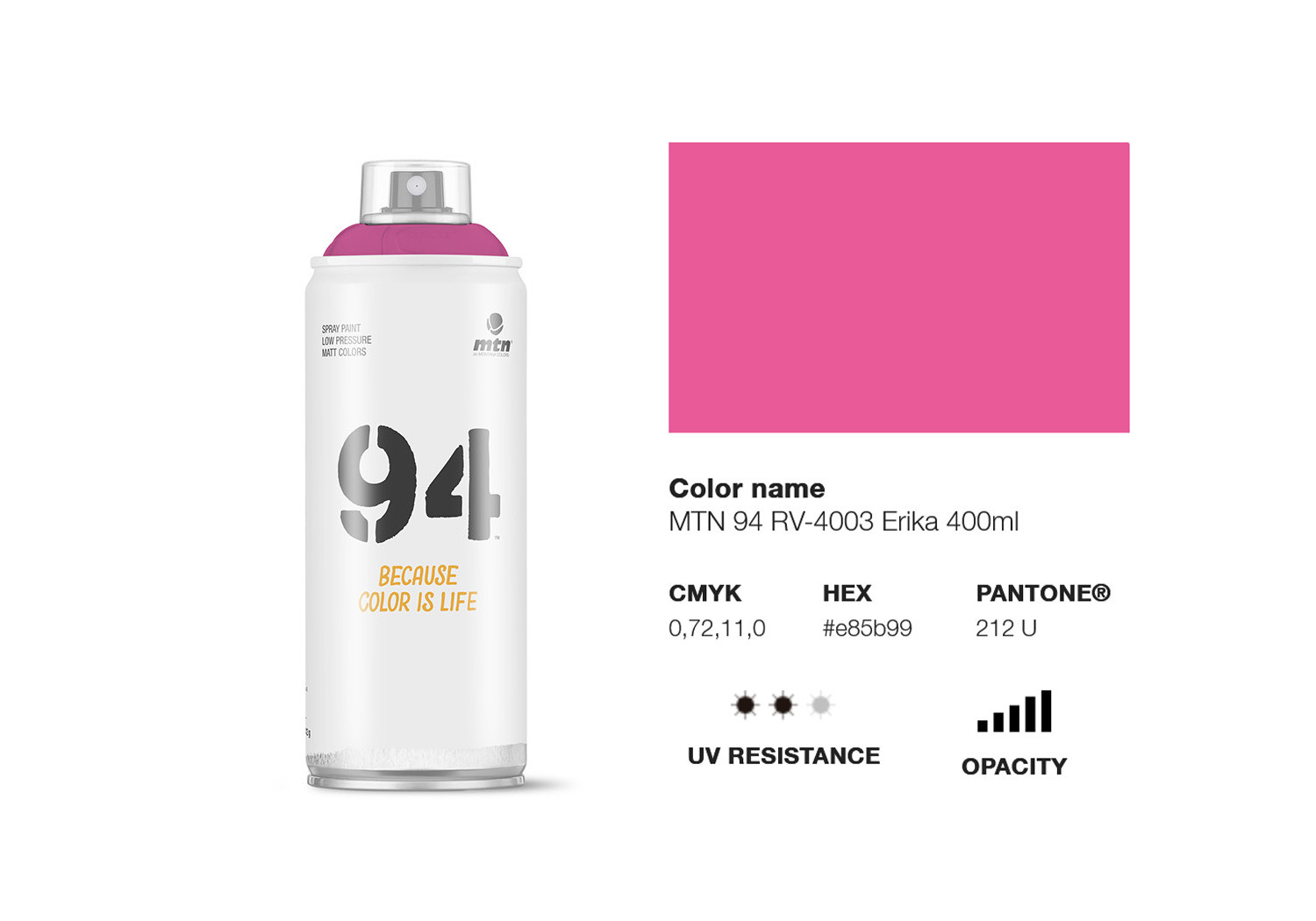 Peinture BOMBE MTN 94 400ml - RV-4003 Rose Erika - MONTANA COLOR