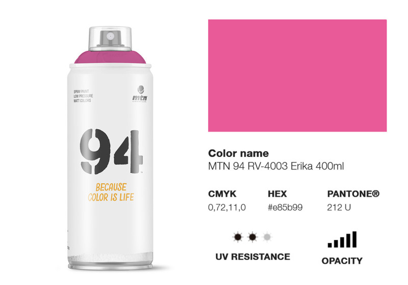 Peinture BOMBE MTN 94 400ml - RV-4003 Rose Erika - MONTANA COLOR