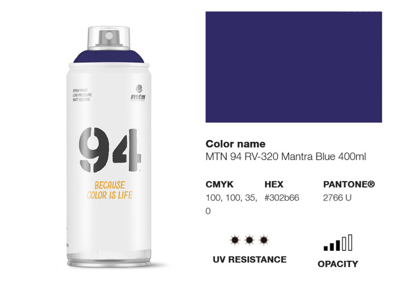 Peinture BOMBE MTN 94 400ml - RV-320 Bleu Mantra MONTANA COLOR