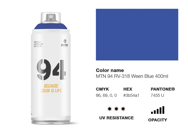 Peinture BOMBE MTN 94 400ml - RV-318 Bleu Ween MONTANA COLOR