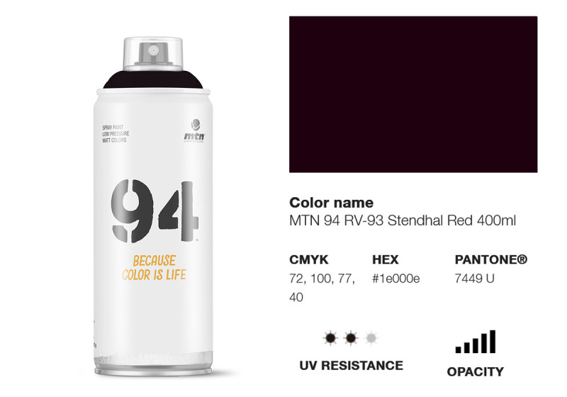 Peinture BOMBE MTN 94 400ml - RV-93 Rouge Stendhal MONTANA COLOR