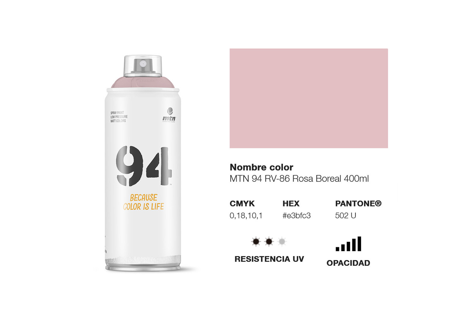 Peinture BOMBE MTN 94 400ml - RV-86 Rose Boréal - MONTANA COLOR Peinture BOMBE MTN 94 400ml - RV-86 Rose Boréal - MONTANA COLOR