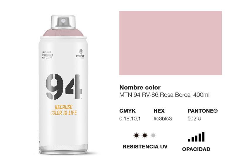 Peinture BOMBE MTN 94 400ml - RV-86 Rose Boréal - MONTANA COLOR