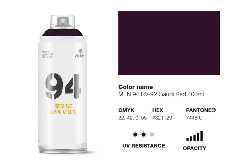 Peinture BOMBE MTN 94 400ml - RV-92 Rouge Gaudi - MONTANA COLOR