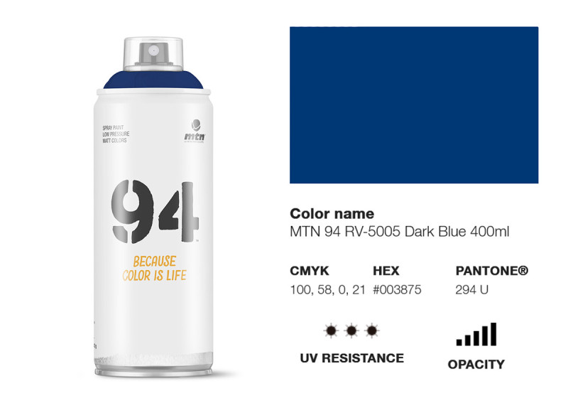 Peinture BOMBE MTN 94 400ml - RV-5005 Bleu Sombre - MONTANA COLOR